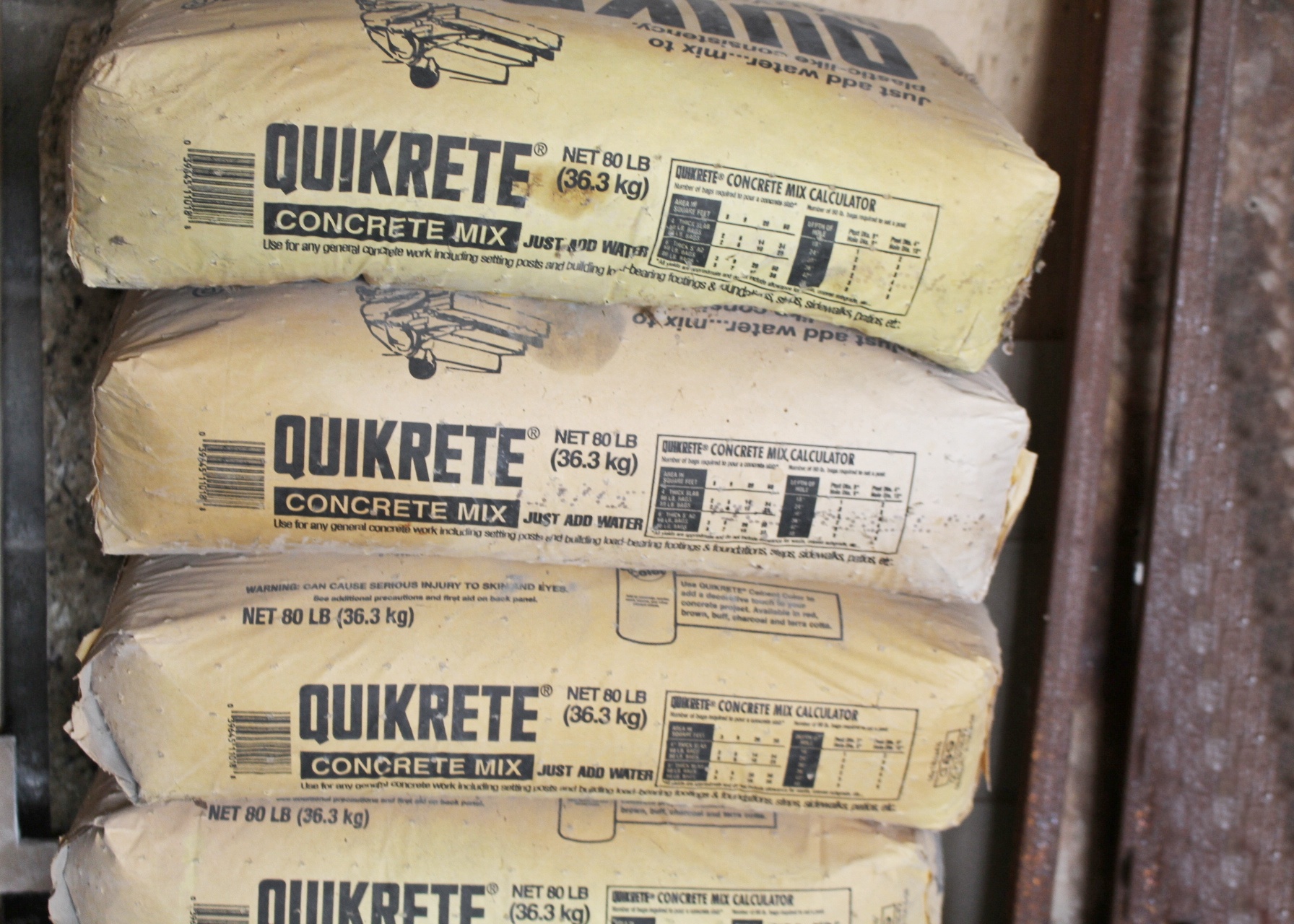Six 80 lb. Quikrete Bags