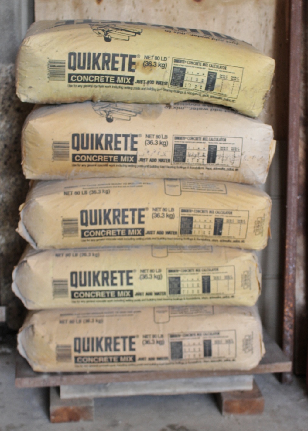 Six 80 lb. Quikrete Bags