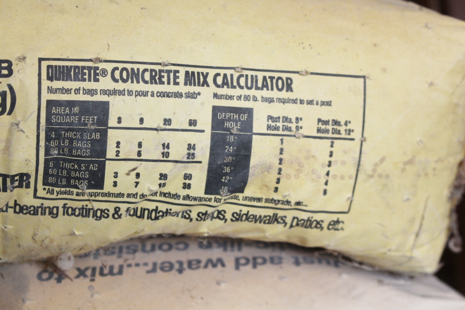 Six 80 lb. Quikrete Bags