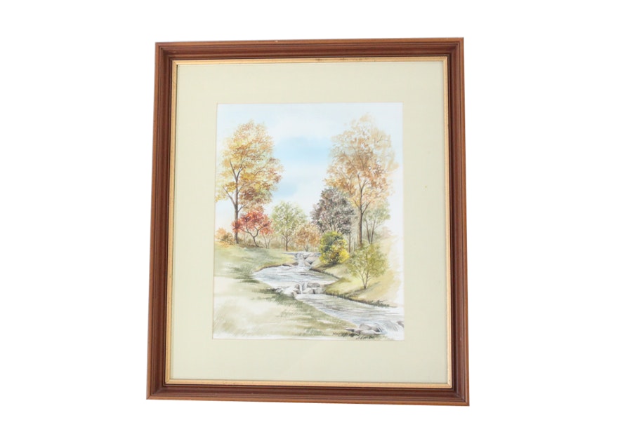 Signed, Original Watercolor Landscape by Mary Foster