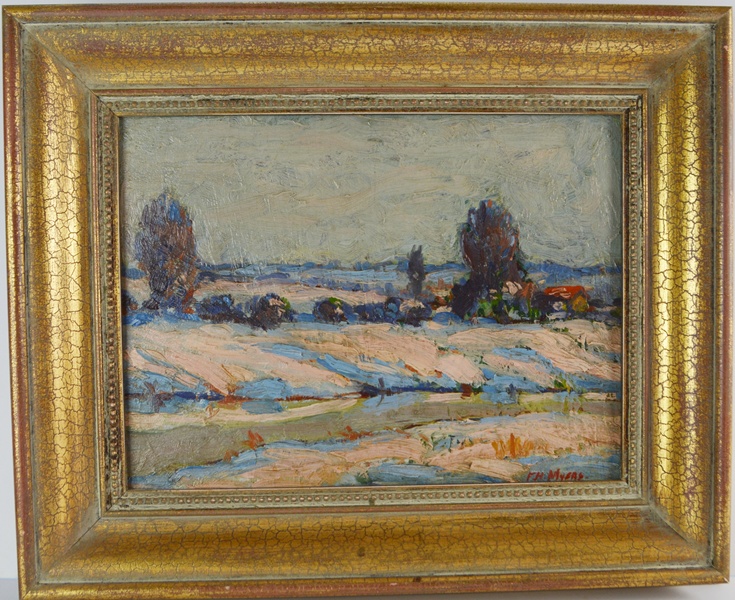 Frank H. Myers "Sunset on Snow" Original Oil Painting