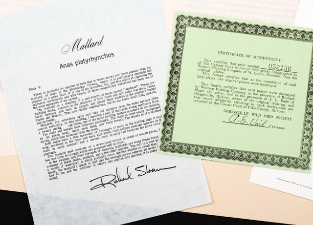 Richard Sloan Signed Lithography Print w/ COA, "Mallard Duck"