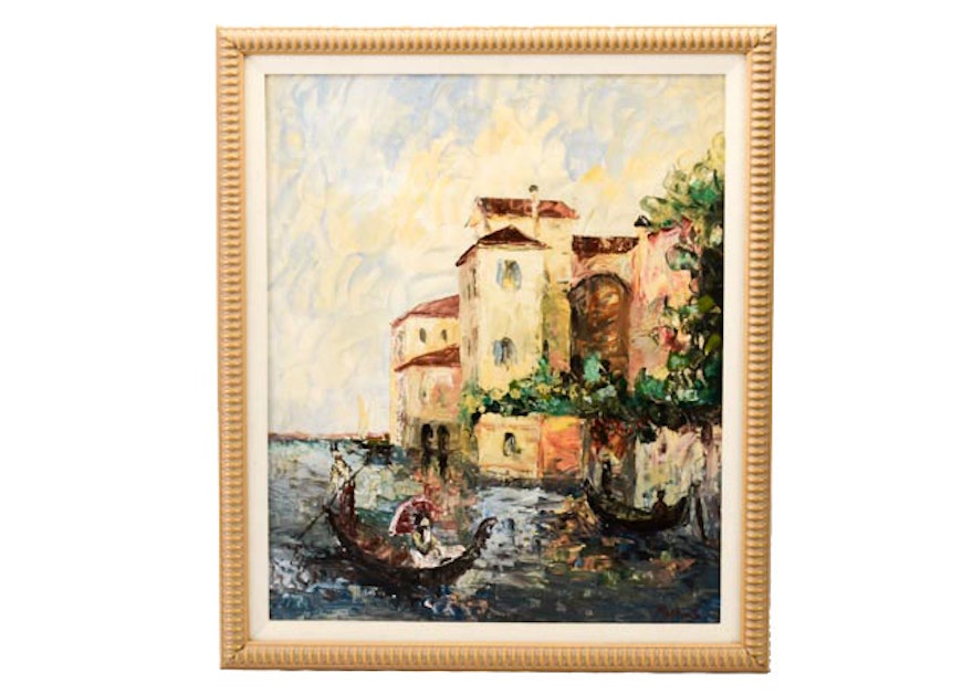 Venetian Canal Oil on Canvas by Pachas