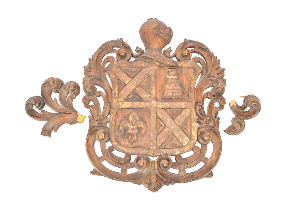 Hand Carved Heraldic Shield
