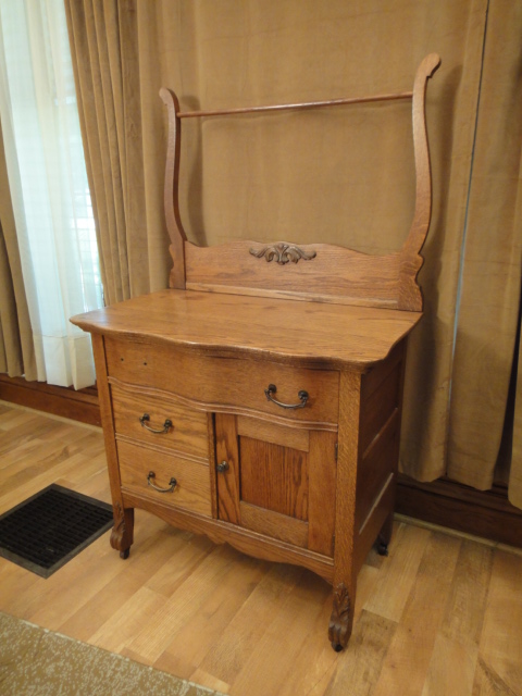 1800s Antique Oak Dry Sink With Towel Bar