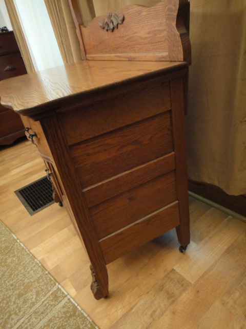 1800s Antique Oak Dry Sink With Towel Bar