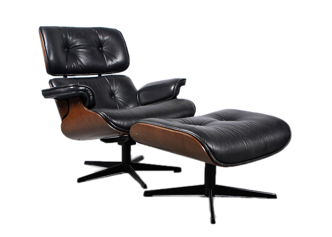 Mid Century Modern Eames Style Armchair and Ottoman