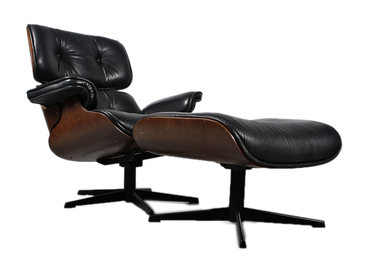 Mid Century Modern Eames Style Armchair and Ottoman