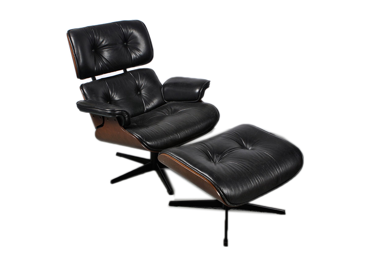 Mid Century Modern Eames Style Armchair and Ottoman