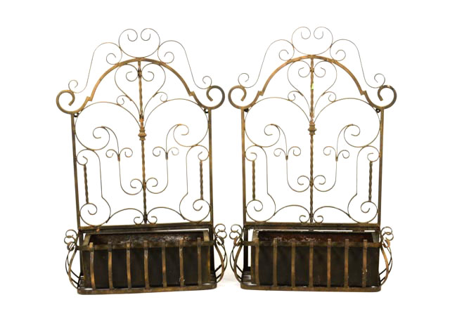 Pair of Wrought Iron Wall Planters