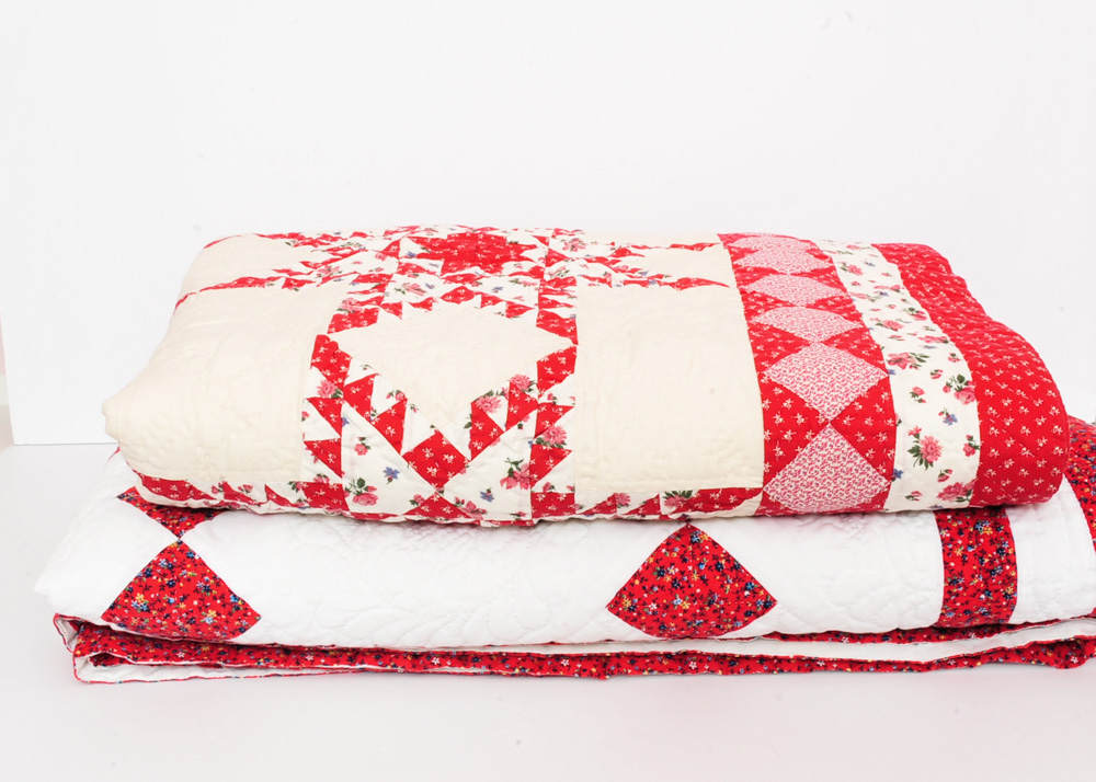 Red and White Patchwork Quilts