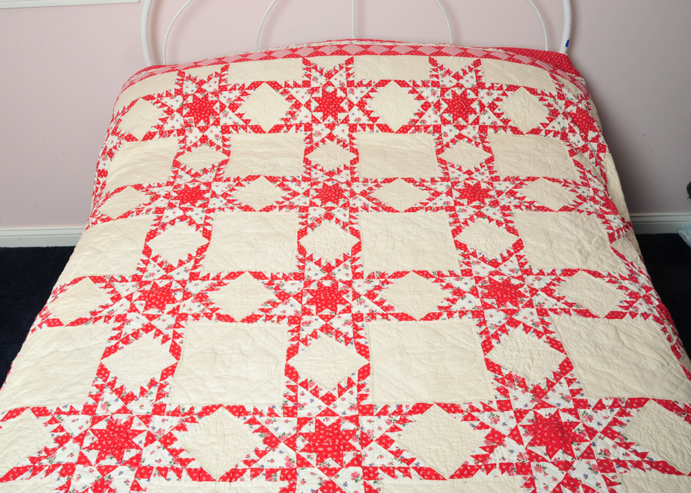Red and White Patchwork Quilts