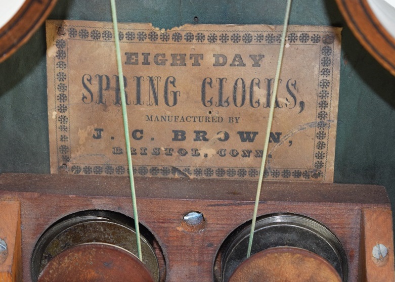 Rare J.C. Brown Acorn Shelf Clock with "Residence" Painting