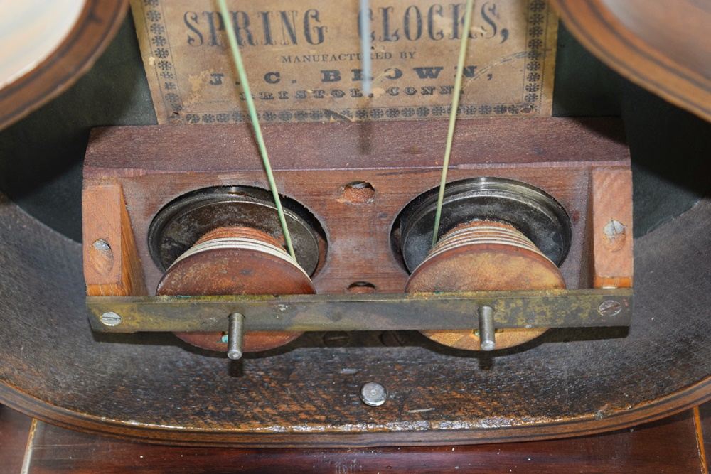 Rare J.C. Brown Acorn Shelf Clock with "Residence" Painting