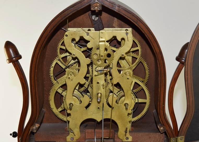 Rare J.C. Brown Acorn Shelf Clock with "Residence" Painting