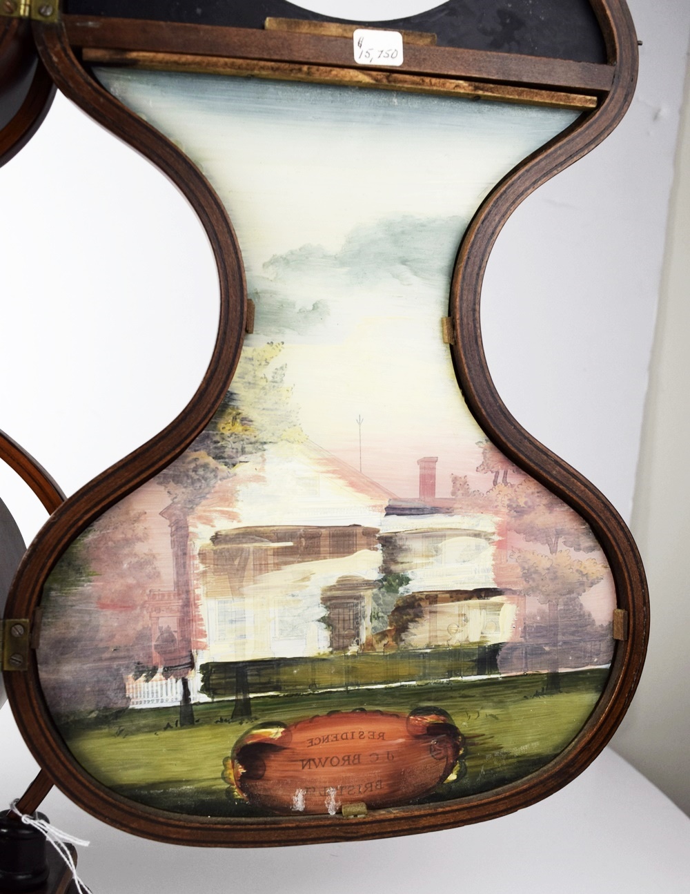 Rare J.C. Brown Acorn Shelf Clock with "Residence" Painting