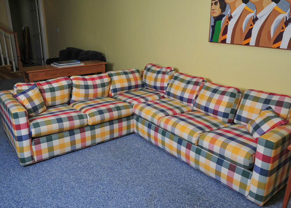 Plaid Sectional Sofa with Sleeper Sofa EBTH