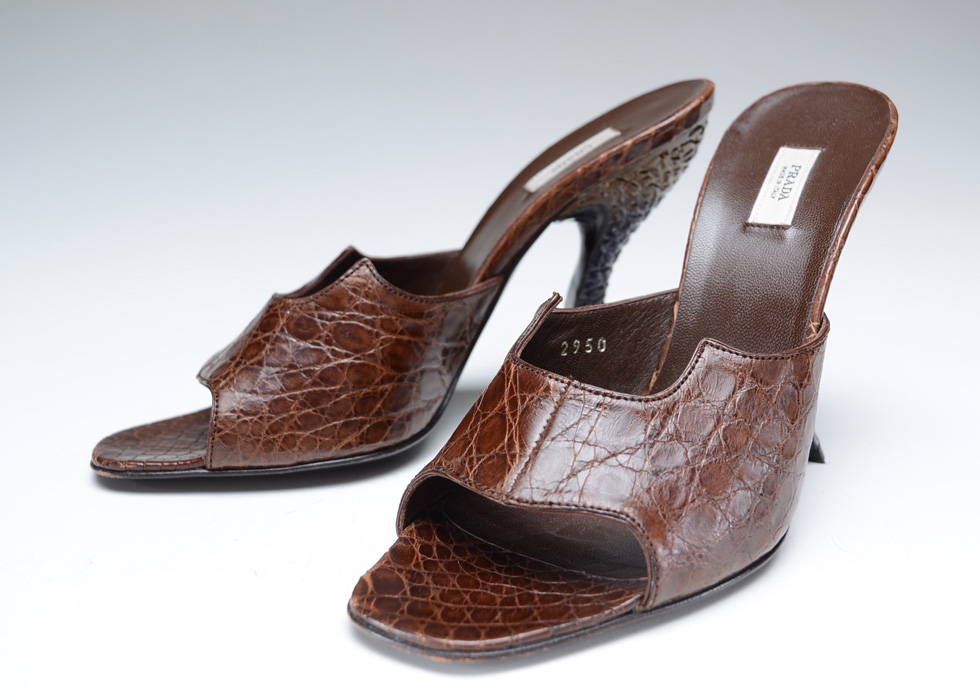 Prada Designer Crocodile Leather Pumps