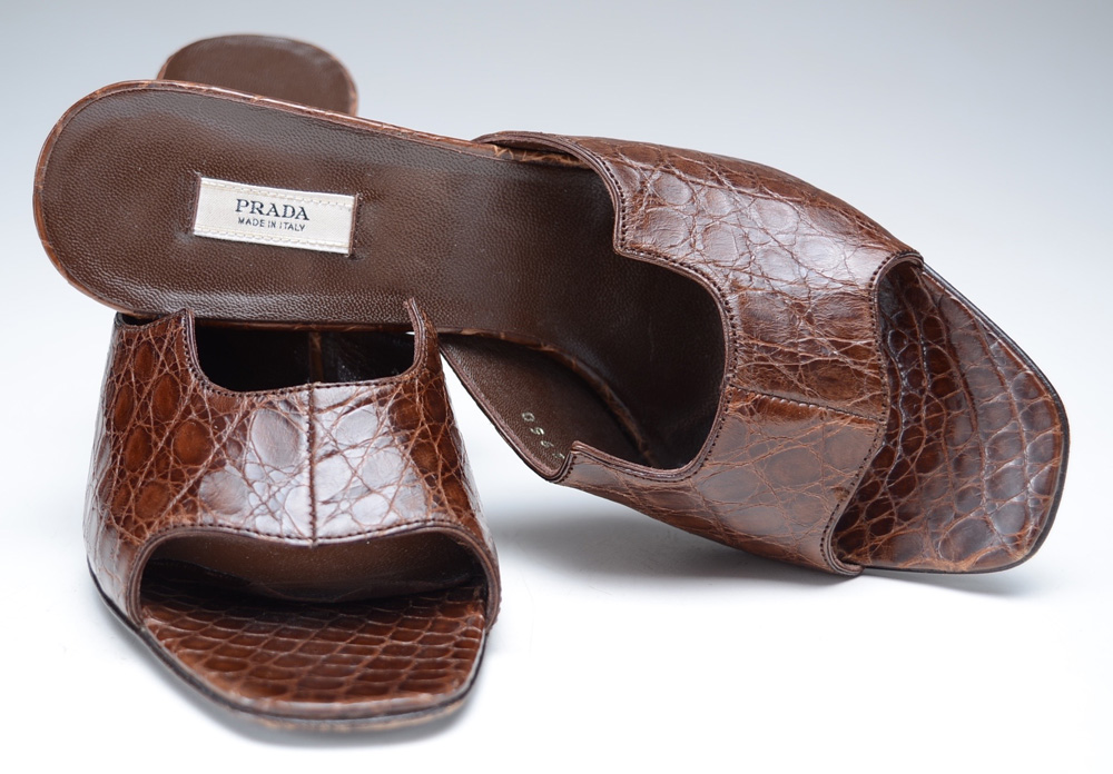 Prada Designer Crocodile Leather Pumps