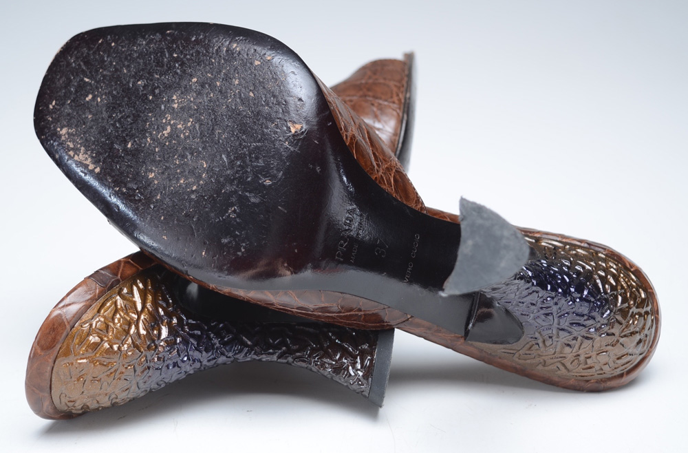 Prada Designer Crocodile Leather Pumps