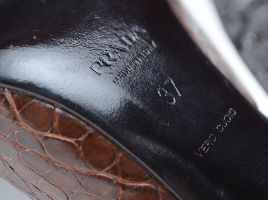 Prada Designer Crocodile Leather Pumps
