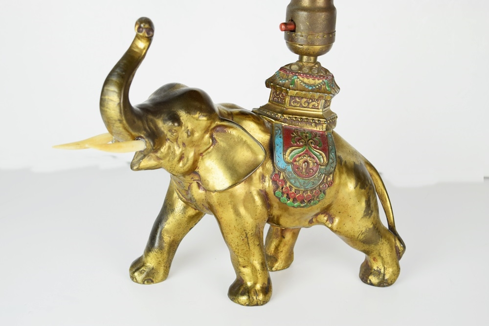 Delightful Vintage Elephant Lamp with Beaded Shade