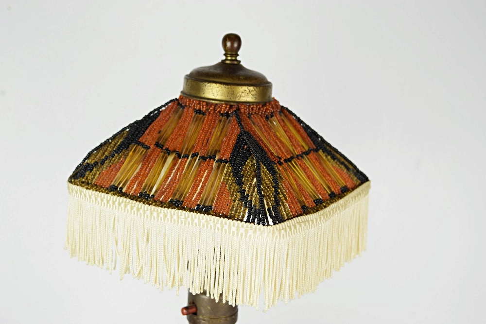 Delightful Vintage Elephant Lamp with Beaded Shade