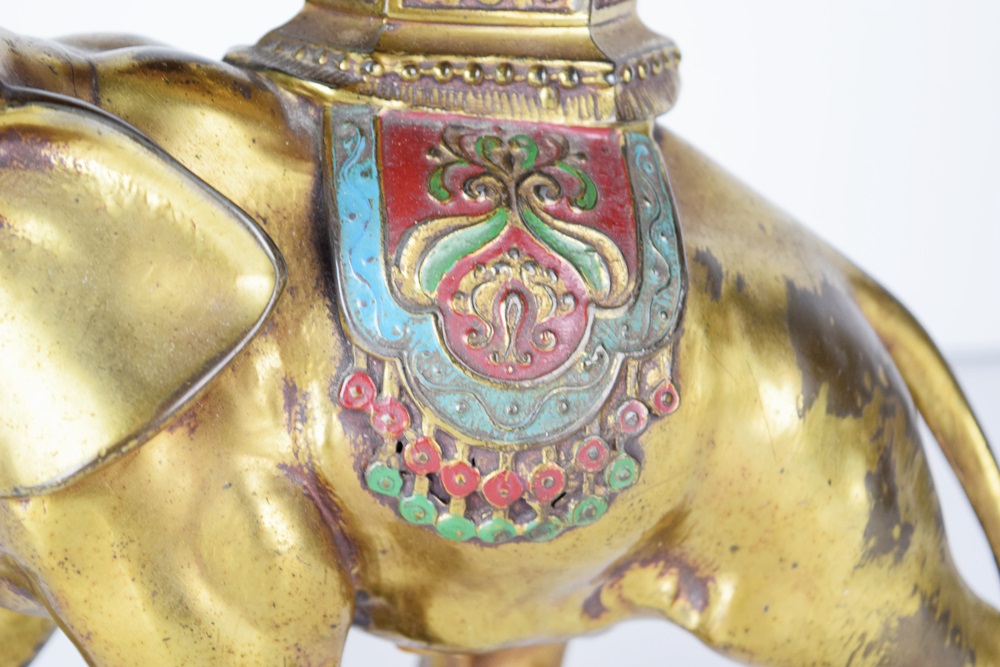 Delightful Vintage Elephant Lamp with Beaded Shade