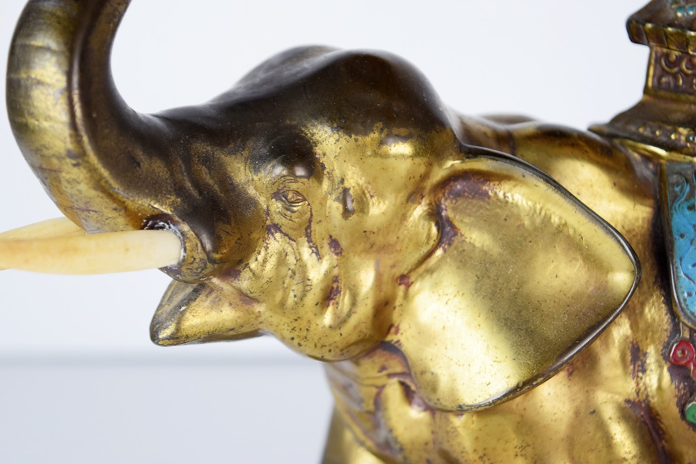 Delightful Vintage Elephant Lamp with Beaded Shade