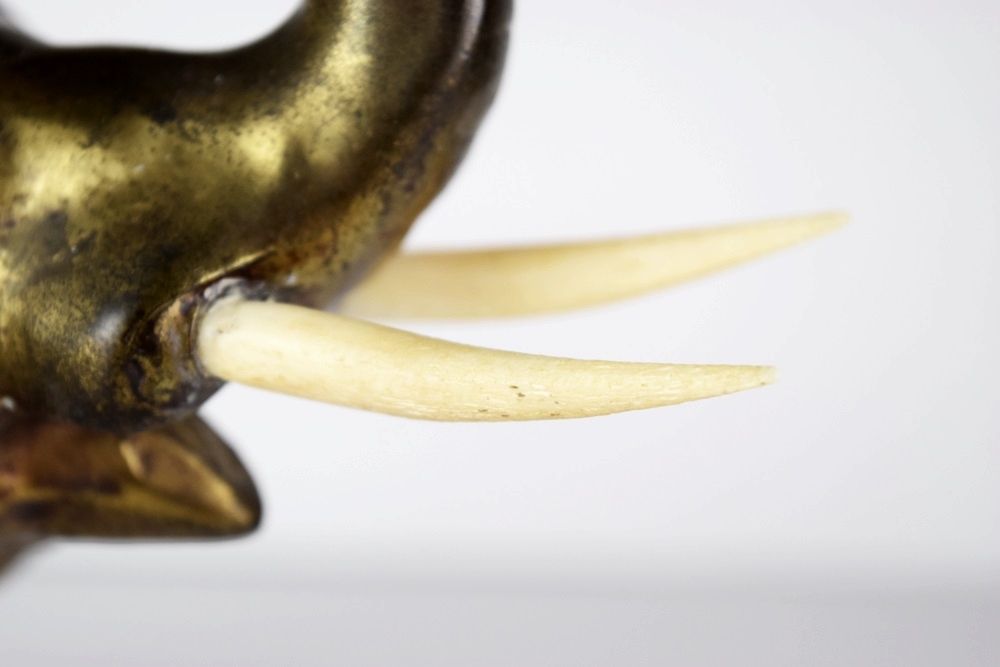 Delightful Vintage Elephant Lamp with Beaded Shade