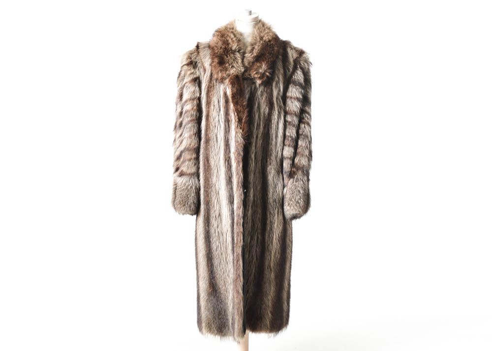 Raccoon Fur Full Length Coat