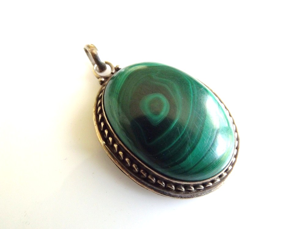 Sterling Silver and Malachite Pendant