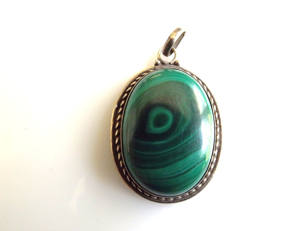 Sterling Silver and Malachite Pendant