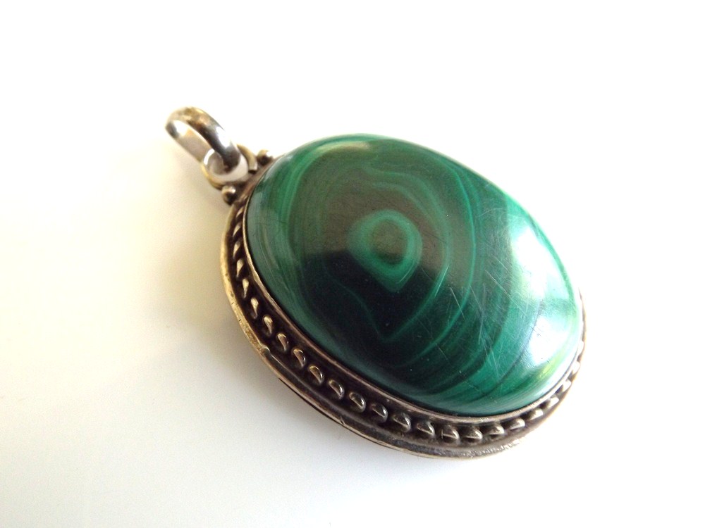Sterling Silver and Malachite Pendant