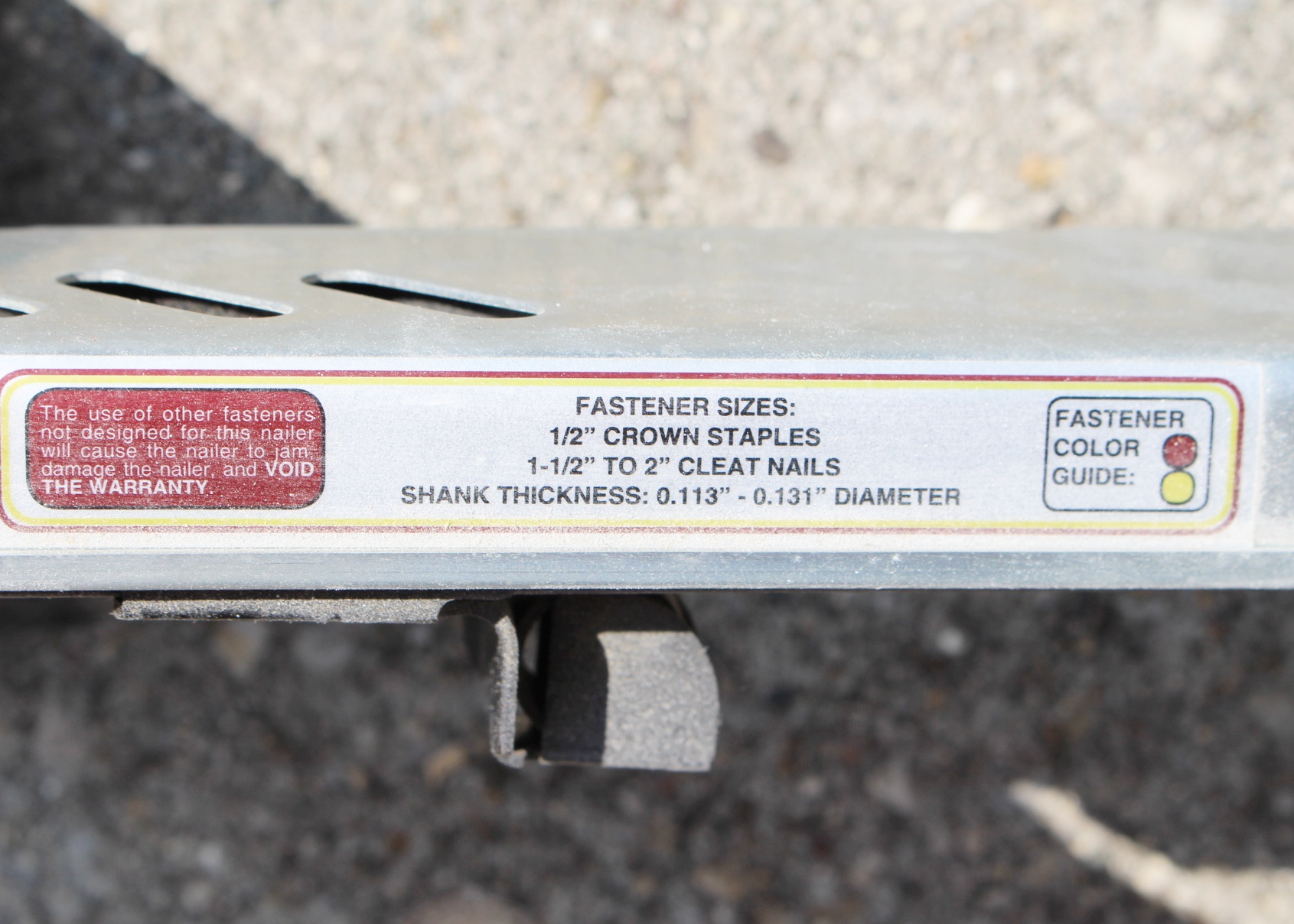 Central Pneumatic Floor Nailer and Nails