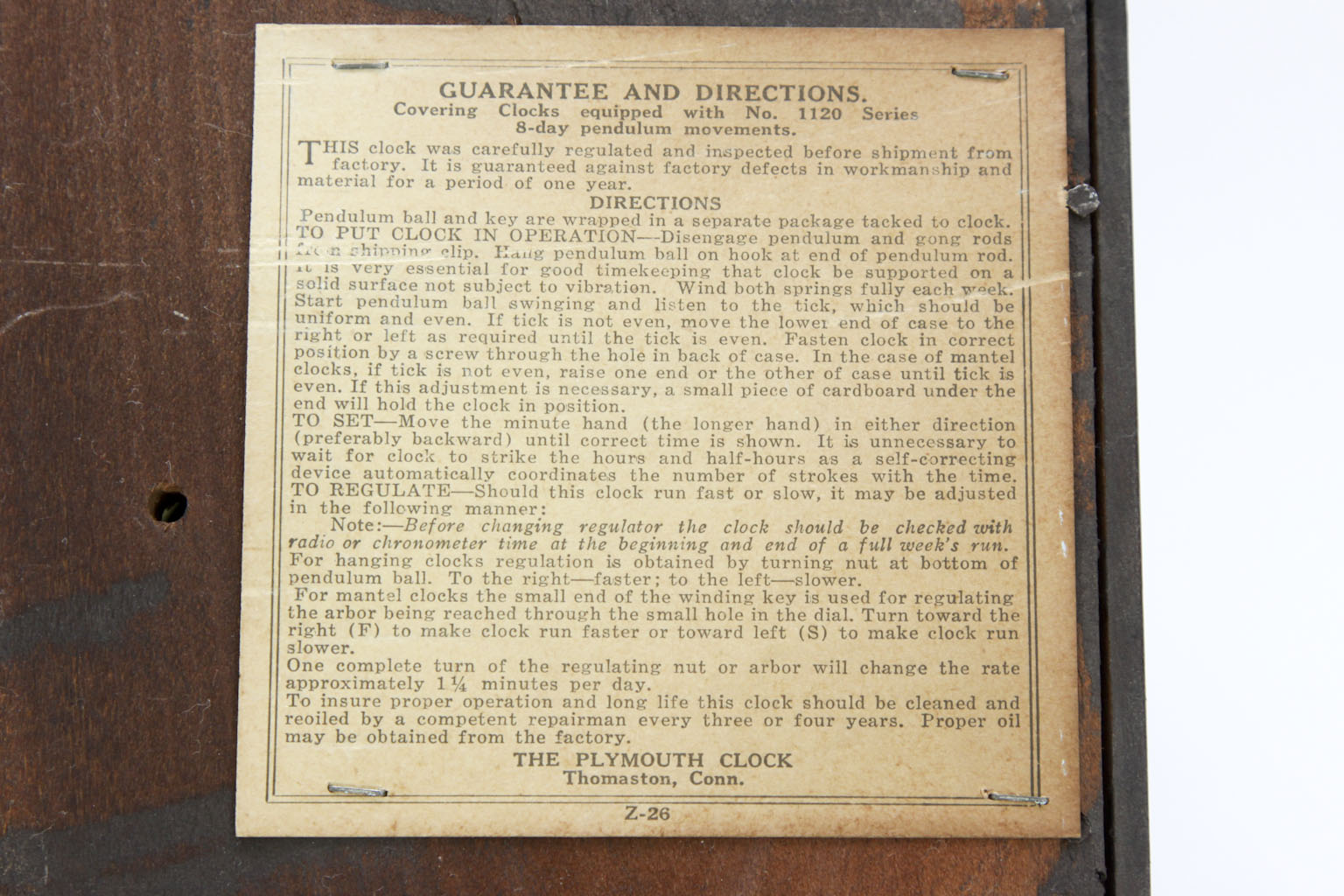 Plymouth George Washington Banjo Clock