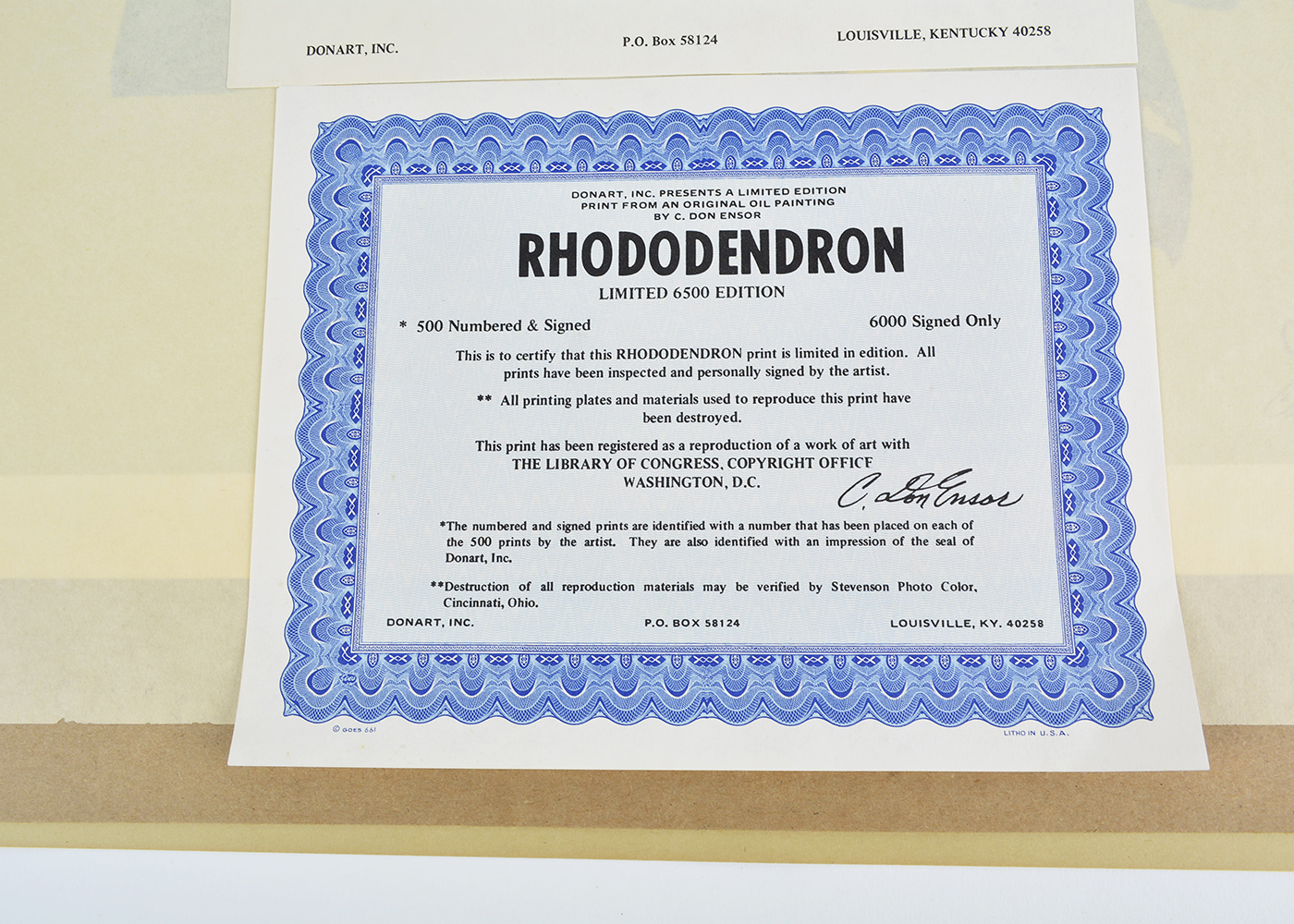 Signed Don Ensor "Rhododendron" Print