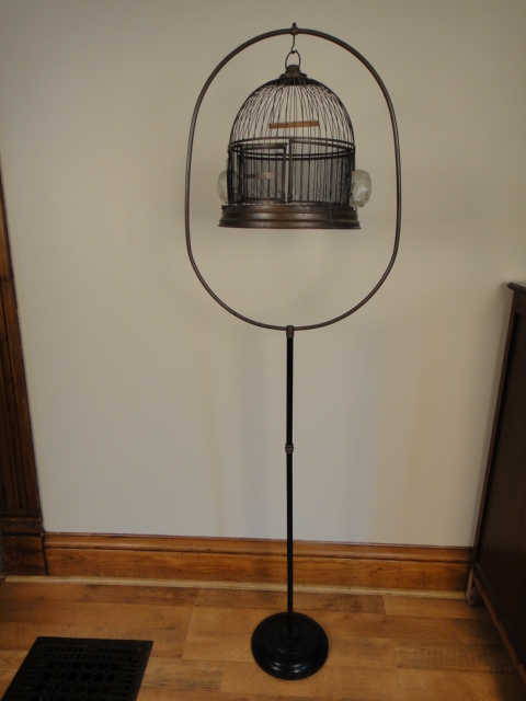 Vintage Copper and Brass Bird Cage on Stand