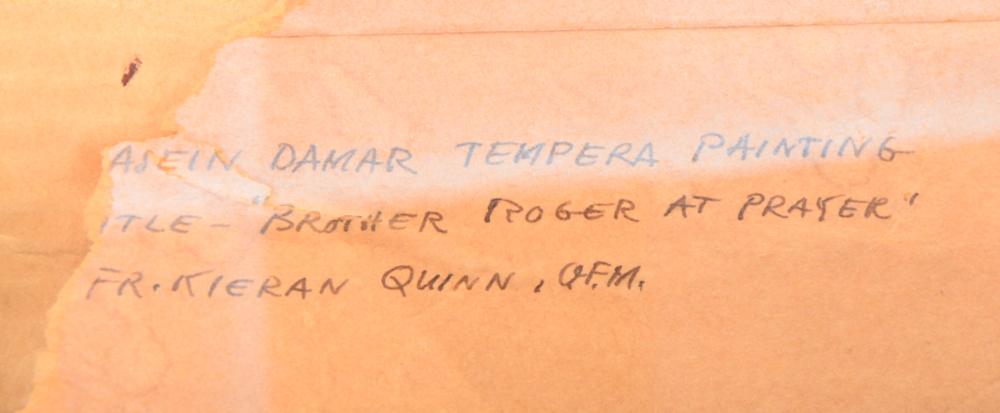 Father Kieran Quinn "Brother Roger at Prayer" Tempera on Paper