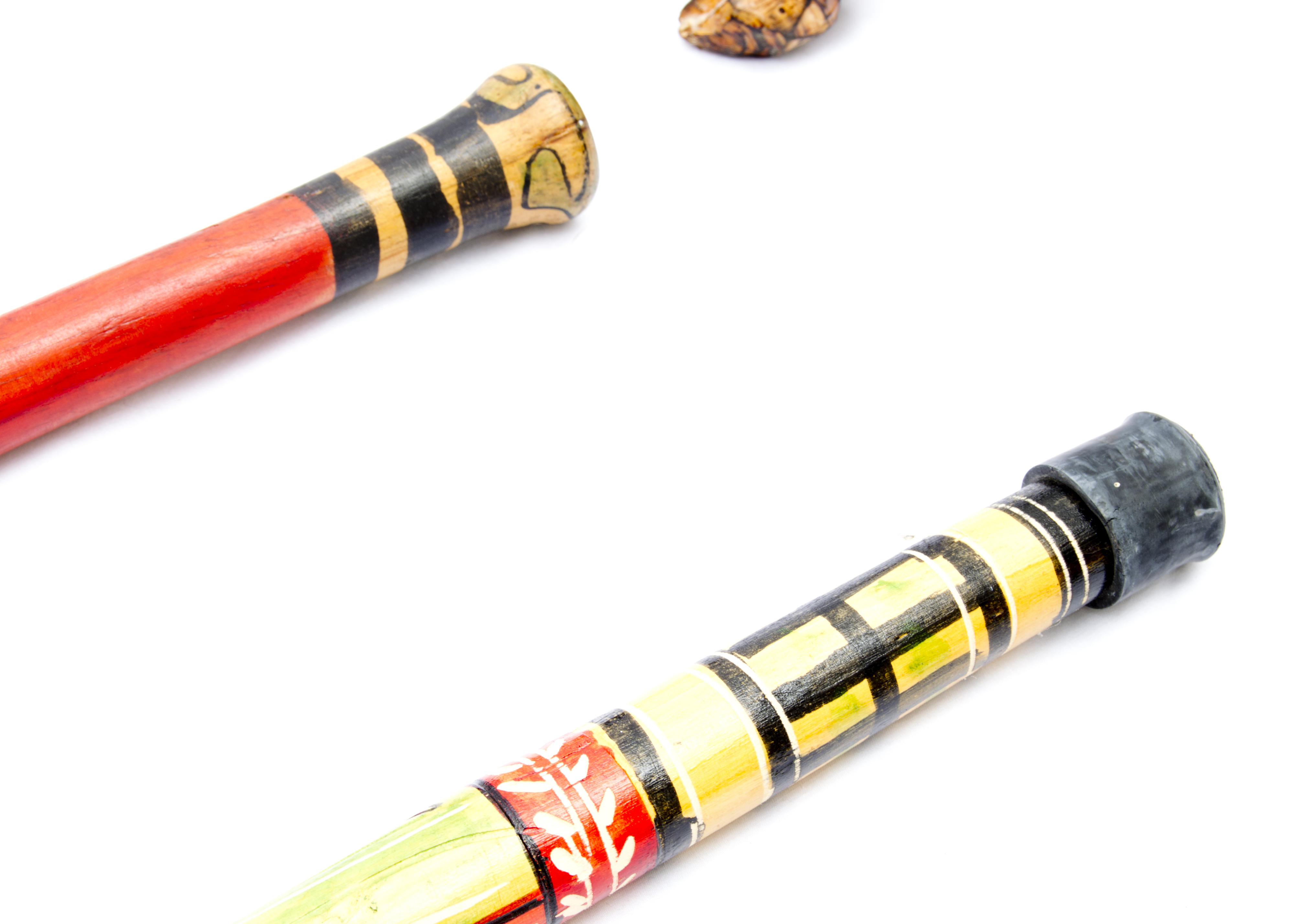 Two Mexican Hand-Carved Wooden Canes and Bat