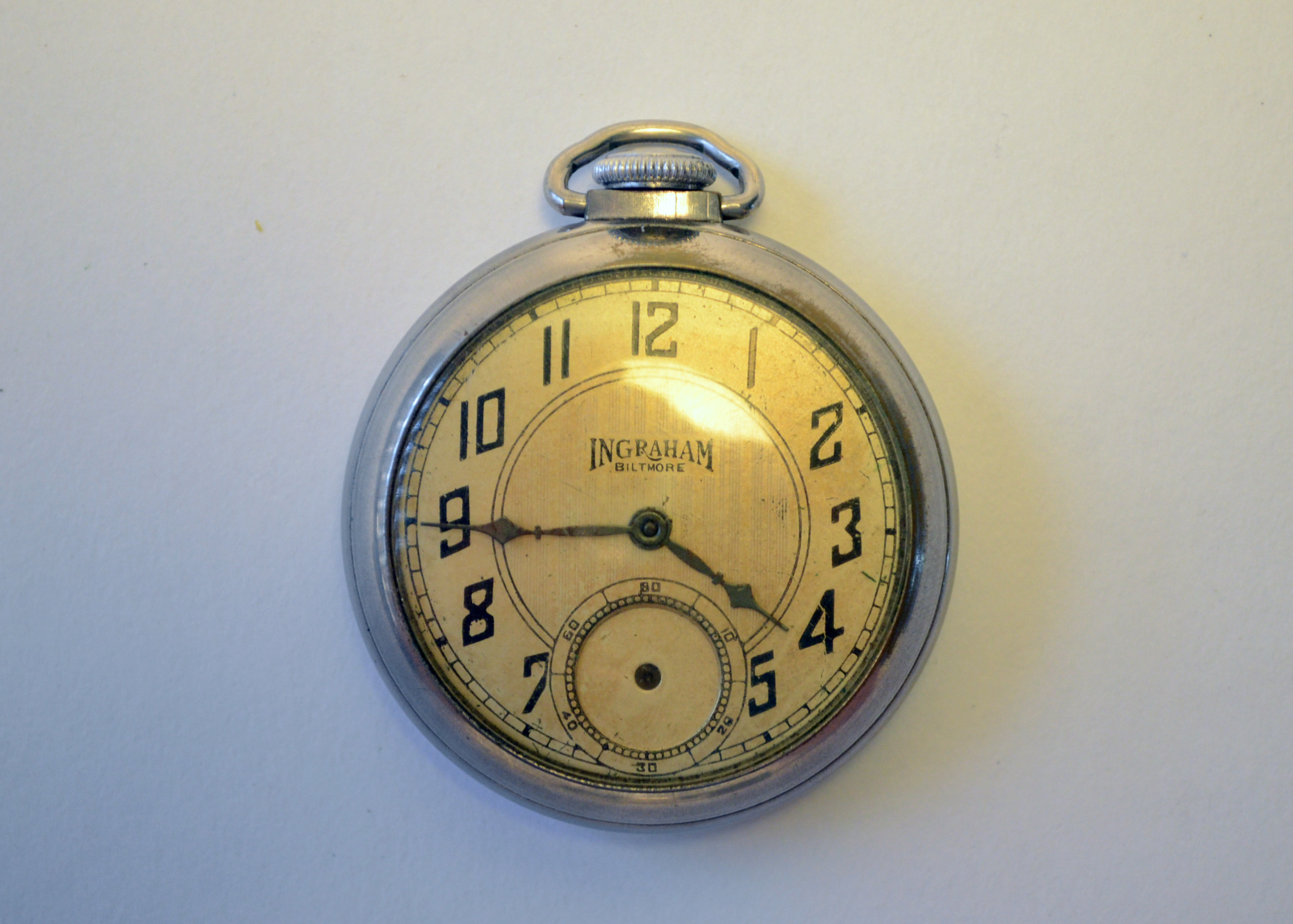 Ingraham Biltmore Stainless Steel Pocket Watch
