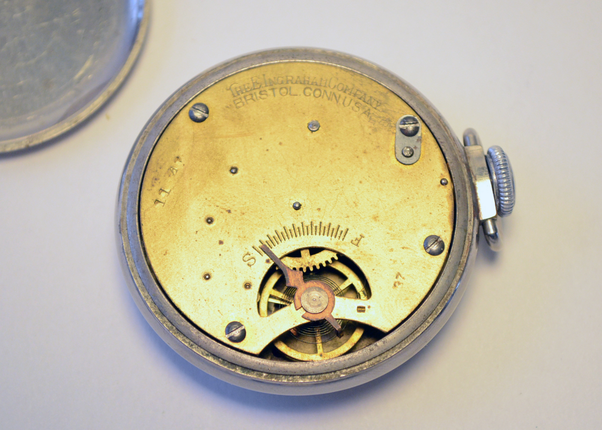 Ingraham Biltmore Stainless Steel Pocket Watch
