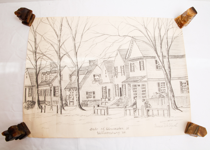 Original Pencil Drawing of Colonial Williamsburg
