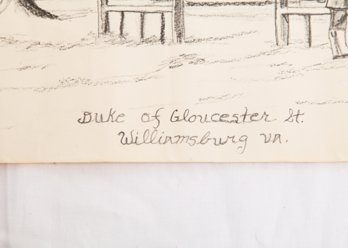 Original Pencil Drawing of Colonial Williamsburg