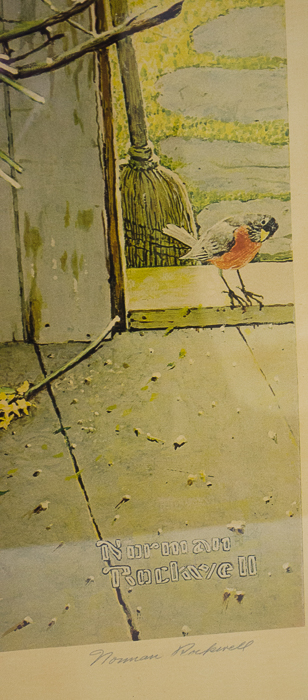 Signed Norman Rockwell Spring Flowers Print 1969