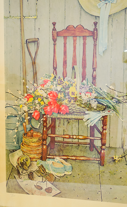 Signed Norman Rockwell Spring Flowers Print 1969