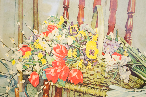 Signed Norman Rockwell Spring Flowers Print 1969