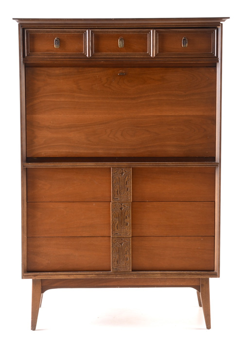 Bassett Mid Century Modern "Mayan" Pull-down Desk with Drawers