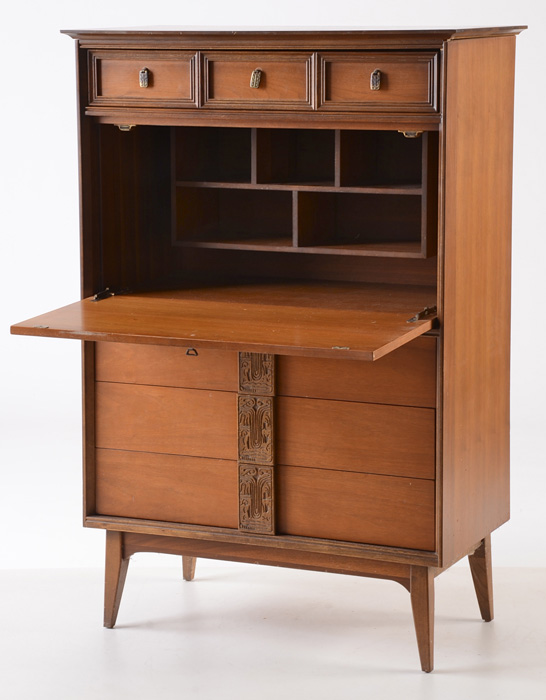 Bassett Mid Century Modern "Mayan" Pull-down Desk with Drawers