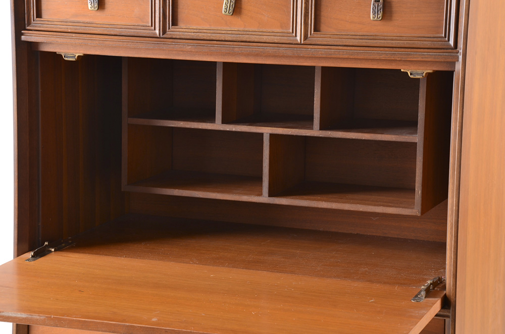 Bassett Mid Century Modern "Mayan" Pull-down Desk with Drawers